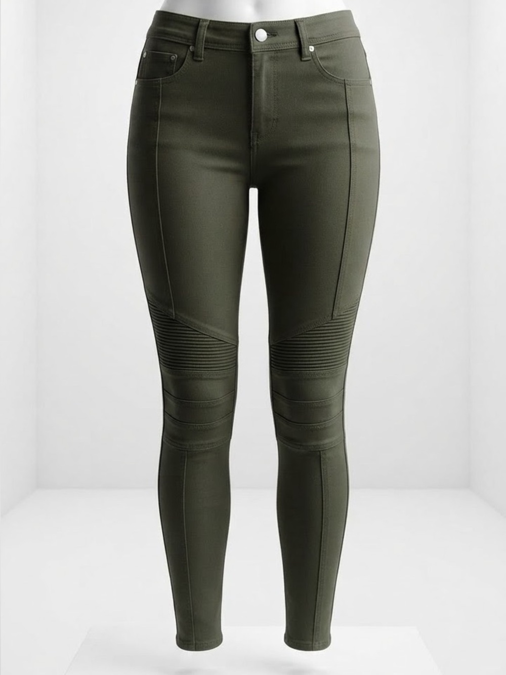 Guess| Mod Dark Olive Green Slim-Fit Moto 1981 Skinny Denim Jeans Sz 30